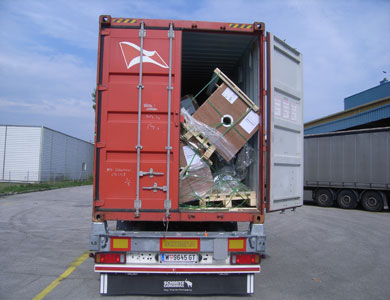Beweisfoto - Container - ungenügende Ladungssicherung